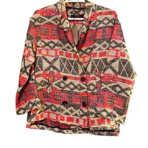 ZARA Basic Very Oversized Aztec Southwestern Boho Tapestry Jacket Sz XS/S-XL NWT